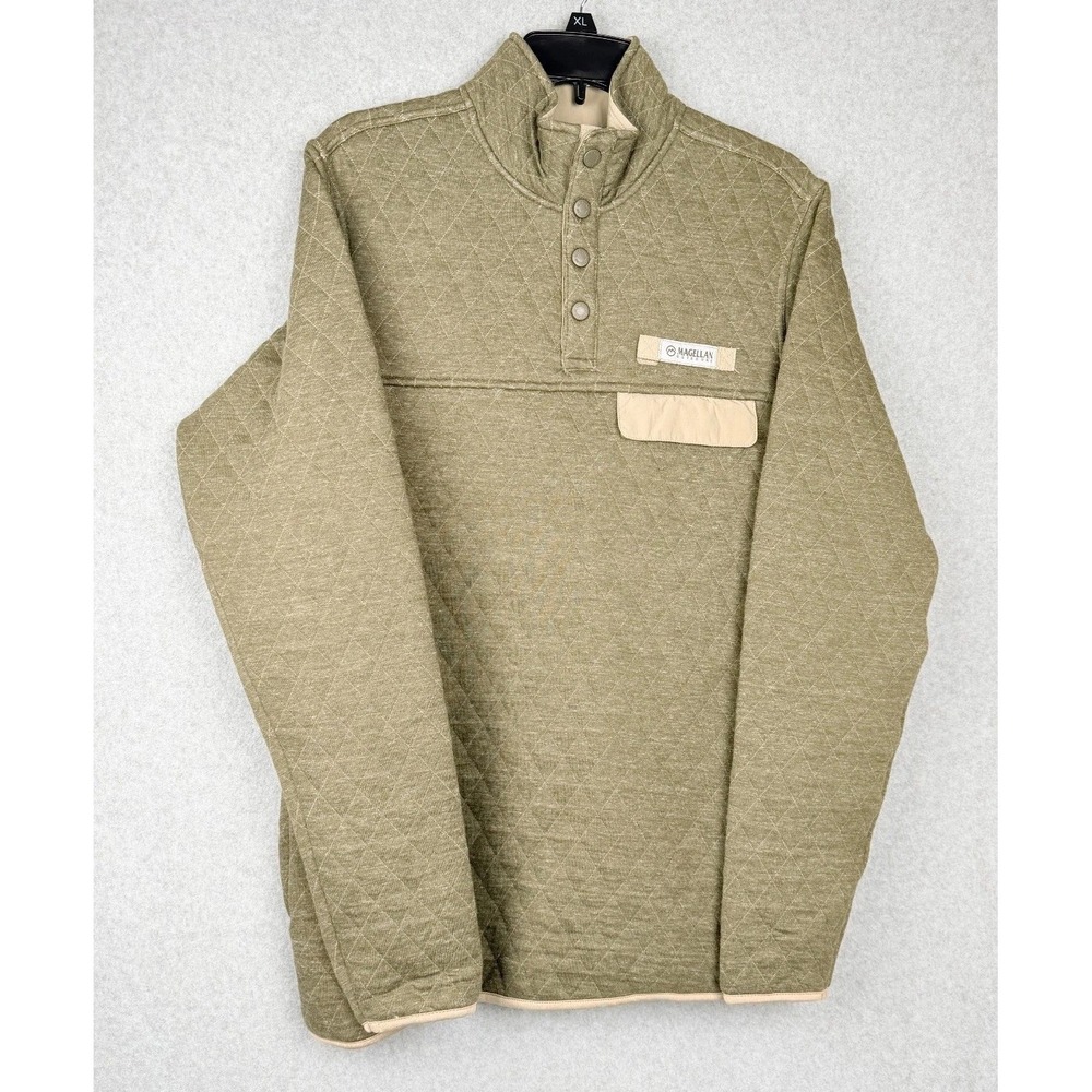 Magellan Outdoors Campfire Quilted Henley Pullover Olive Night Mens S